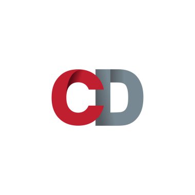 Initial letters CD, overlapping fold logo, red gray, vector template elements for creative industry