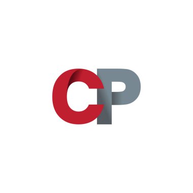 Initial letters CP, overlapping fold logo, red gray, vector template elements for creative industry