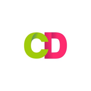 Initial letters CD, overlapping fold logo, green magenta pink, vector template elements for creative industry