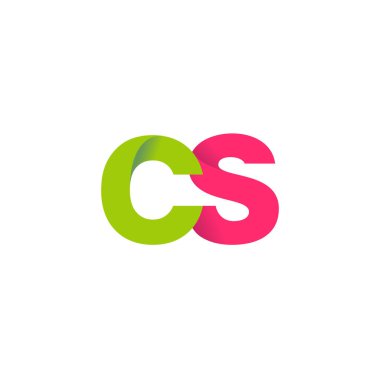 Initial letters CS, overlapping fold logo, green magenta pink, vector template elements for creative industry
