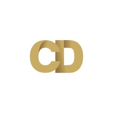 Initial letters CD, overlapping fold logo, brown gold, vector template elements for creative industry