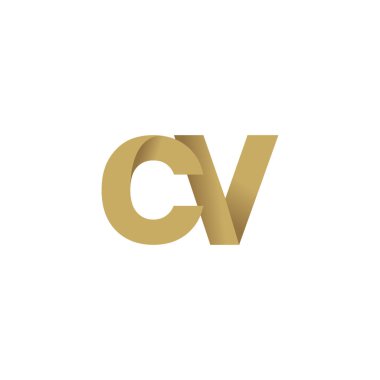 Initial letters CV, overlapping fold logo, brown gold, vector template elements for creative industry