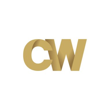 Initial letters CW, overlapping fold logo, brown gold, vector template elements for creative industry