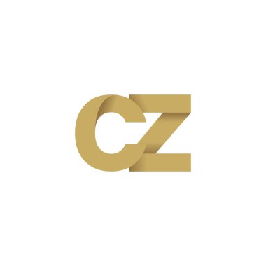 Initial letters CZ, overlapping fold logo, brown gold, vector template elements for creative industry