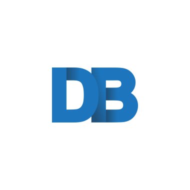 Initial letters DB, overlapping fold logo, blue, vector template elements for creative industry