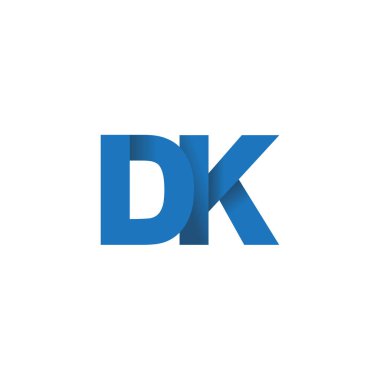 Initial letters DK, overlapping fold logo, blue, vector template elements for creative industry