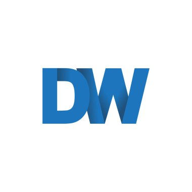 Initial letters DW, overlapping fold logo, blue, vector template elements for creative industry