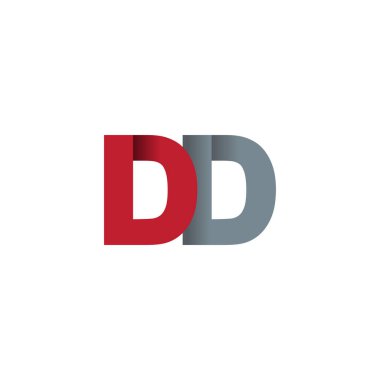 Initial letters DD, overlapping fold logo, red gray, vector template elements for creative industry