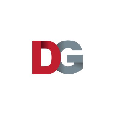 Initial letters DG, overlapping fold logo, red gray, vector template elements for creative industry