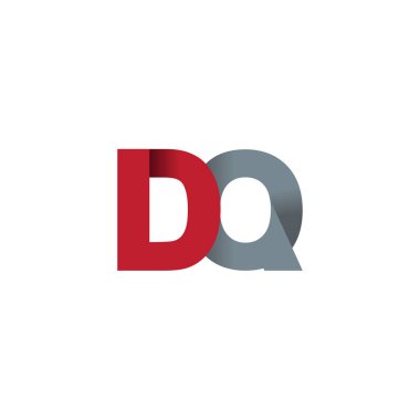 Initial letters DQ, overlapping fold logo, red gray, vector template elements for creative industry