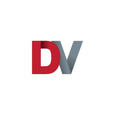 Initial letters DV, overlapping fold logo, red gray, vector template elements for creative industry