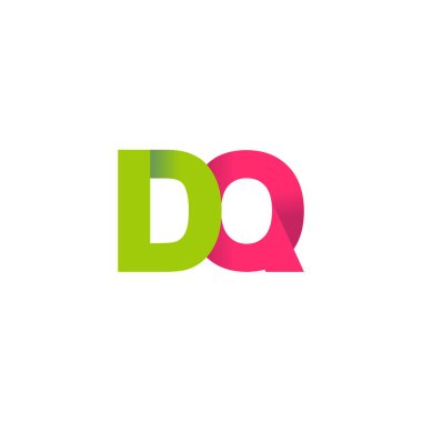 Initial letters DQ, overlapping fold logo, green magenta pink, vector template elements for creative industry
