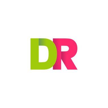 Initial letters DR, overlapping fold logo, green magenta pink, vector template elements for creative industry