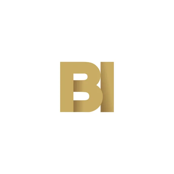 Initial Letters Overlapping Fold Logo Brown Gold Vector Template Elements — Stok Vektör