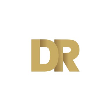 Initial letters DR, overlapping fold logo, brown gold, vector template elements for creative industry