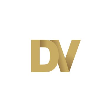 Initial letters DV, overlapping fold logo, brown gold, vector template elements for creative industry
