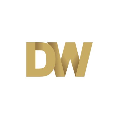 Initial letters DW, overlapping fold logo, brown gold, vector template elements for creative industry