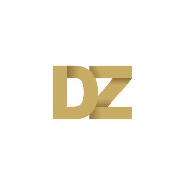 Initial letters DZ, overlapping fold logo, brown gold, vector template elements for creative industry