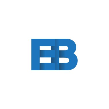 Initial letters EB, overlapping fold logo, blue, vector template elements for creative industry