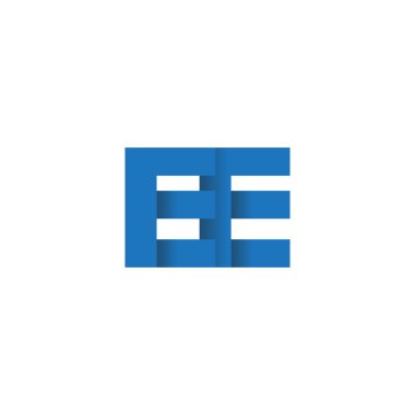Initial letters EE, overlapping fold logo, blue, vector template elements for creative industry
