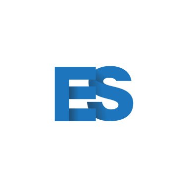 Initial letters ES, overlapping fold logo, blue, vector template elements for creative industry