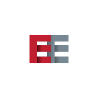 Initial letters EE, overlapping fold logo, red gray, vector template elements for creative industry