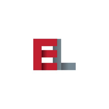 Initial letters EL, overlapping fold logo, red gray, vector template elements for creative industry