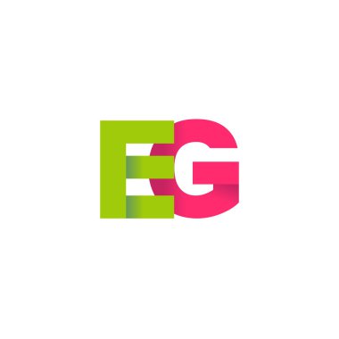 Initial letters EG, overlapping fold logo, green magenta pink, vector template elements for creative industry