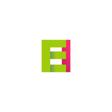 Initial letters EI, overlapping fold logo, green magenta pink, vector template elements for creative industry