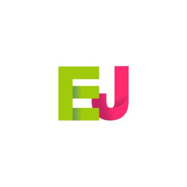 Initial letters EJ, overlapping fold logo, green magenta pink, vector template elements for creative industry