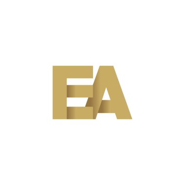 Initial letters EA, overlapping fold logo, brown gold, vector template elements for creative industry