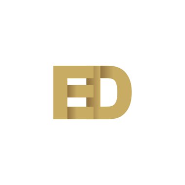 Initial letters ED, overlapping fold logo, brown gold, vector template elements for creative industry