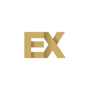 Initial letters EX, overlapping fold logo, brown gold, vector template elements for creative industry
