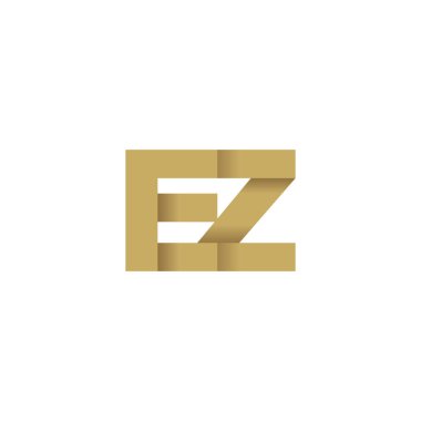 Initial letters EZ, overlapping fold logo, brown gold, vector template elements for creative industry
