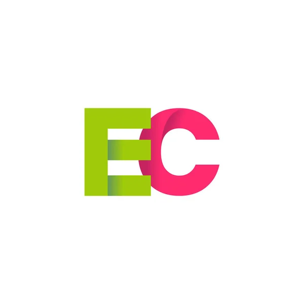 Initial Letters Overlapping Fold Logo Green Magenta Pink Vector Template — 스톡 벡터