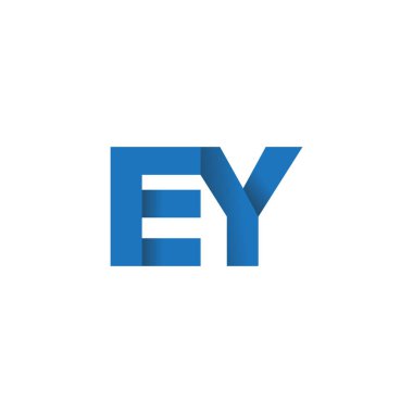 Initial letters EY, overlapping fold logo, blue, vector template elements for creative industry