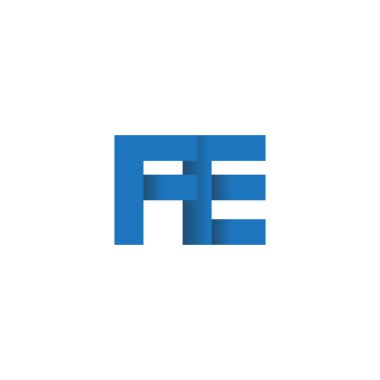 Initial letters FE, overlapping fold logo, blue, vector template elements for creative industry
