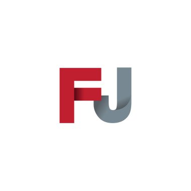 Initial letters FJ, overlapping fold logo, red gray, vector template elements for creative industry