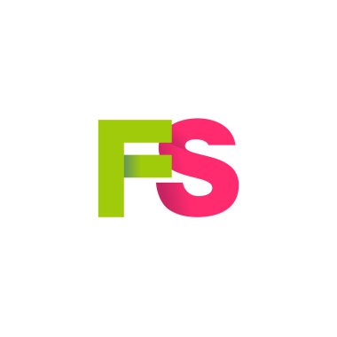 Initial letters FS, overlapping fold logo, green magenta pink, vector template elements for creative industry