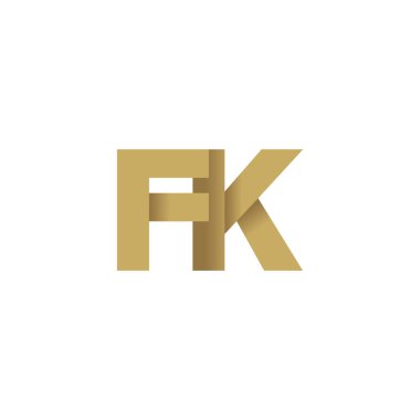 Initial letters FK, overlapping fold logo, brown gold, vector template elements for creative industry