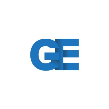 Initial letters GE, overlapping fold logo, blue, vector template elements for creative industry