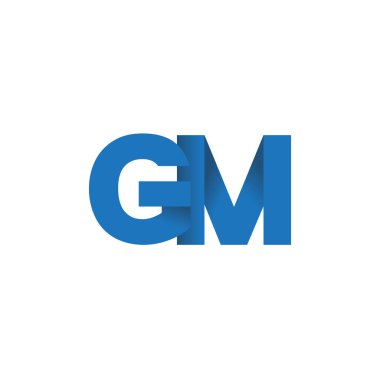 Initial letters GM, overlapping fold logo, blue, vector template elements for creative industry