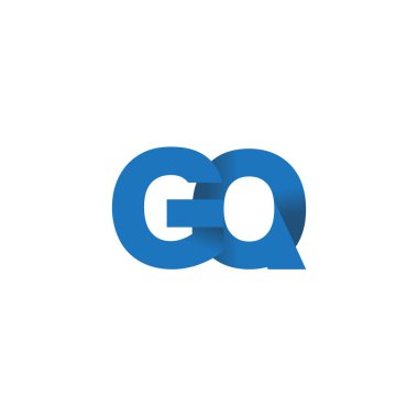 Initial letters GQ, overlapping fold logo, blue, vector template elements for creative industry