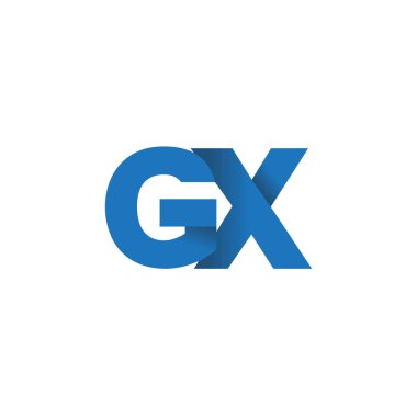Initial letters GX, overlapping fold logo, blue, vector template elements for creative industry