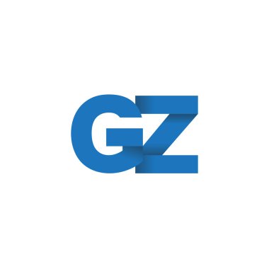 Initial letters GZ, overlapping fold logo, blue, vector template elements for creative industry