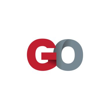 Initial letters GO, overlapping fold logo, red gray, vector template elements for creative industry