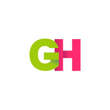 Initial letters GH, overlapping fold logo, green magenta pink, vector template elements for creative industry