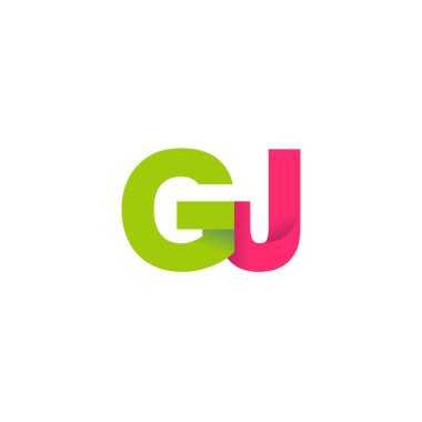 Initial letters GJ, overlapping fold logo, green magenta pink, vector template elements for creative industry