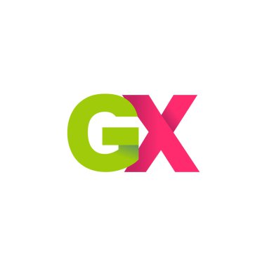 Initial letters GX, overlapping fold logo, green magenta pink, vector template elements for creative industry