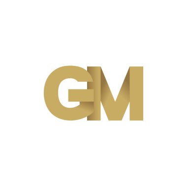 Initial letters GM, overlapping fold logo, brown gold, vector template elements for creative industry